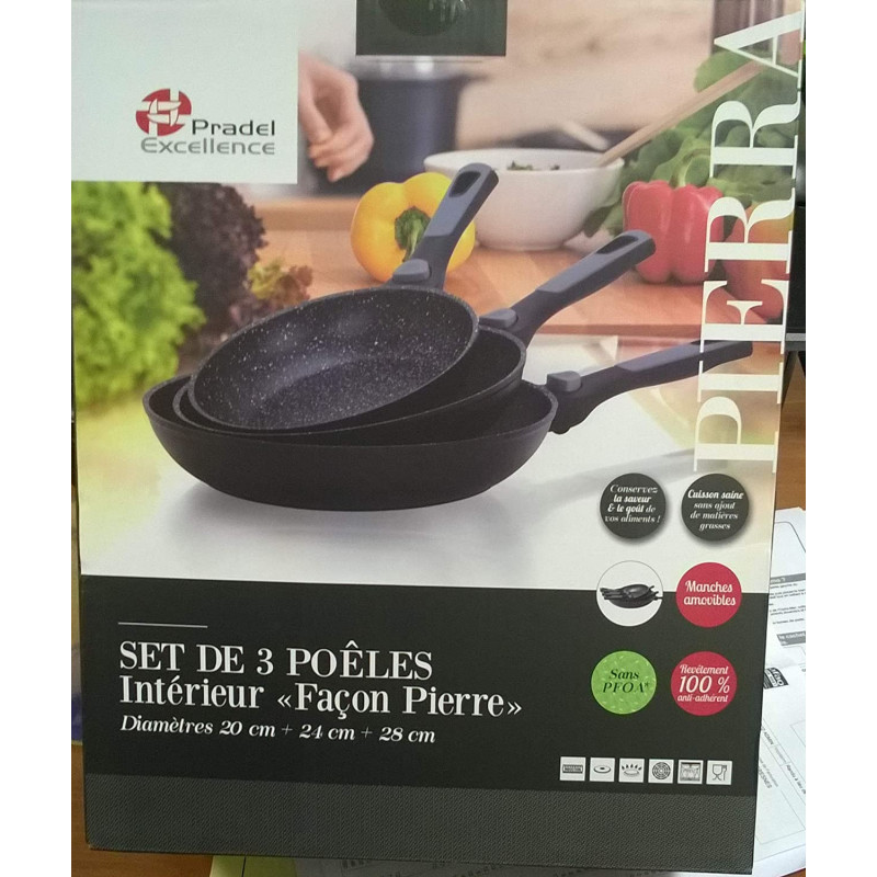 3 frying pans 20/24/28 cm, Pradel | Chez l'aveyronnais
