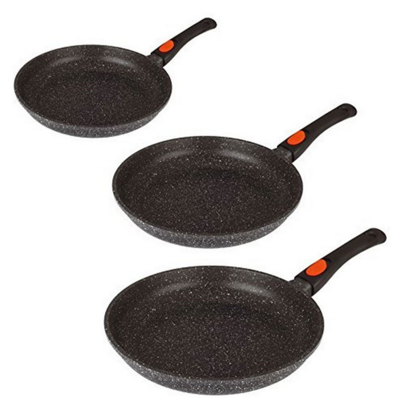 Poêle à Fond Plat En Pierre Médicale Antiadhésive - Diamètre 18 Cm - Compatible Induction, Gaz, électrique, Four (jusqu'à 280°C) - Pour Crêpes, Omelettes, Steaks
