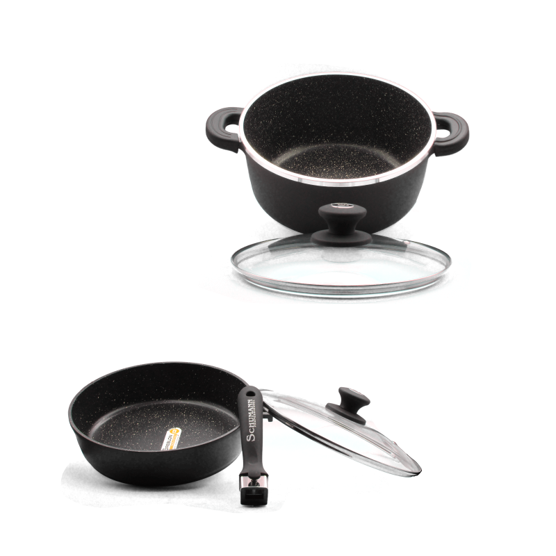 Sauteuse + faitout 28 cm en pierre, Schumann professionnel