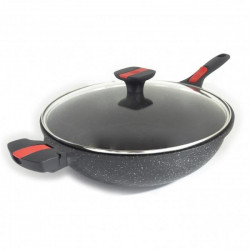 Wok 32 cm VOLNA ( PRADEL)revêtement pierre - manche amovible - Garanti sans PFOA