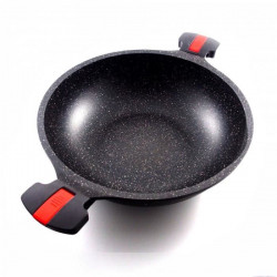 Wok 32 cm VOLNA ( PRADEL)revêtement pierre - manche amovible - Garanti sans PFOA