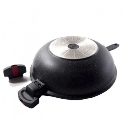 Wok 32 cm VOLNA ( PRADEL)revêtement pierre - manche amovible - Garanti sans PFOA