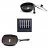 Sauteuse 28 cm + grill 28 cm en pierre, et 6 couteaux titane Schumann professionnel