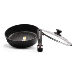 Sauteuse 28 cm + grill 28 cm en pierre, et 6 couteaux titane Schumann professionnel