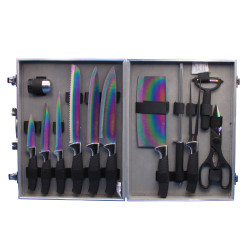 Valise de couteaux de cuisine en titane, et 6 couteaux à steaks Pradel excellence