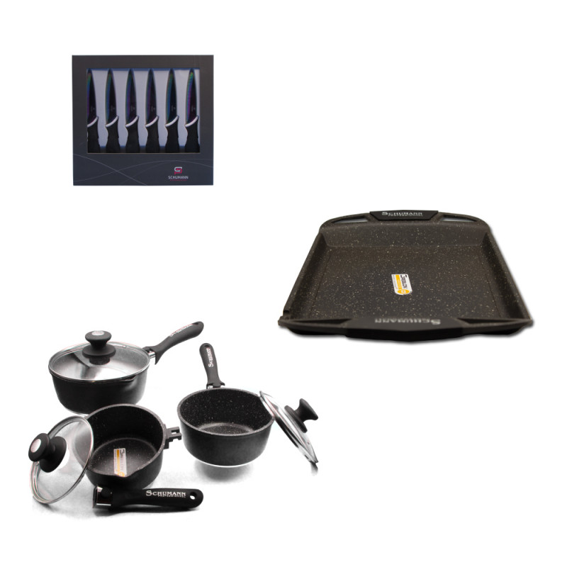 3 saucepans, griddle and 6 knives | Chez l'aveyronnais