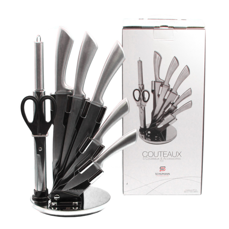 Bloc couteaux de cuisine inox 8 pièces Schumann professionnel