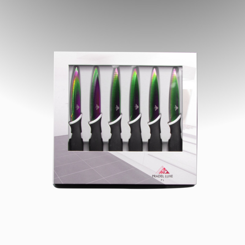 Lot De 6 Couteaux à Steak Pradel Excellence 11 Cm - Manche Noir En Bois, Neuf Sous Emballage