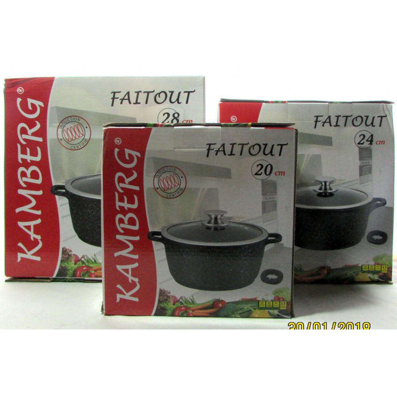 Wok Kamberg 36cm Fonte Aluminium - Revêtement Pierre, Induction Compatible, Poignées Silicone