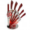 Bloc couteaux de cuisine rouge 8 pièces, Royalty-line