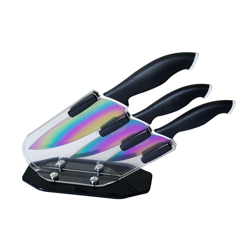 Couteaux de cuisine en titane avec support, Pradel